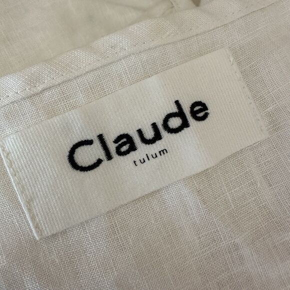 $365 Claude Tulum 100% Linen Alex Wrap Dress One Size Classic - Picture 7 of 8